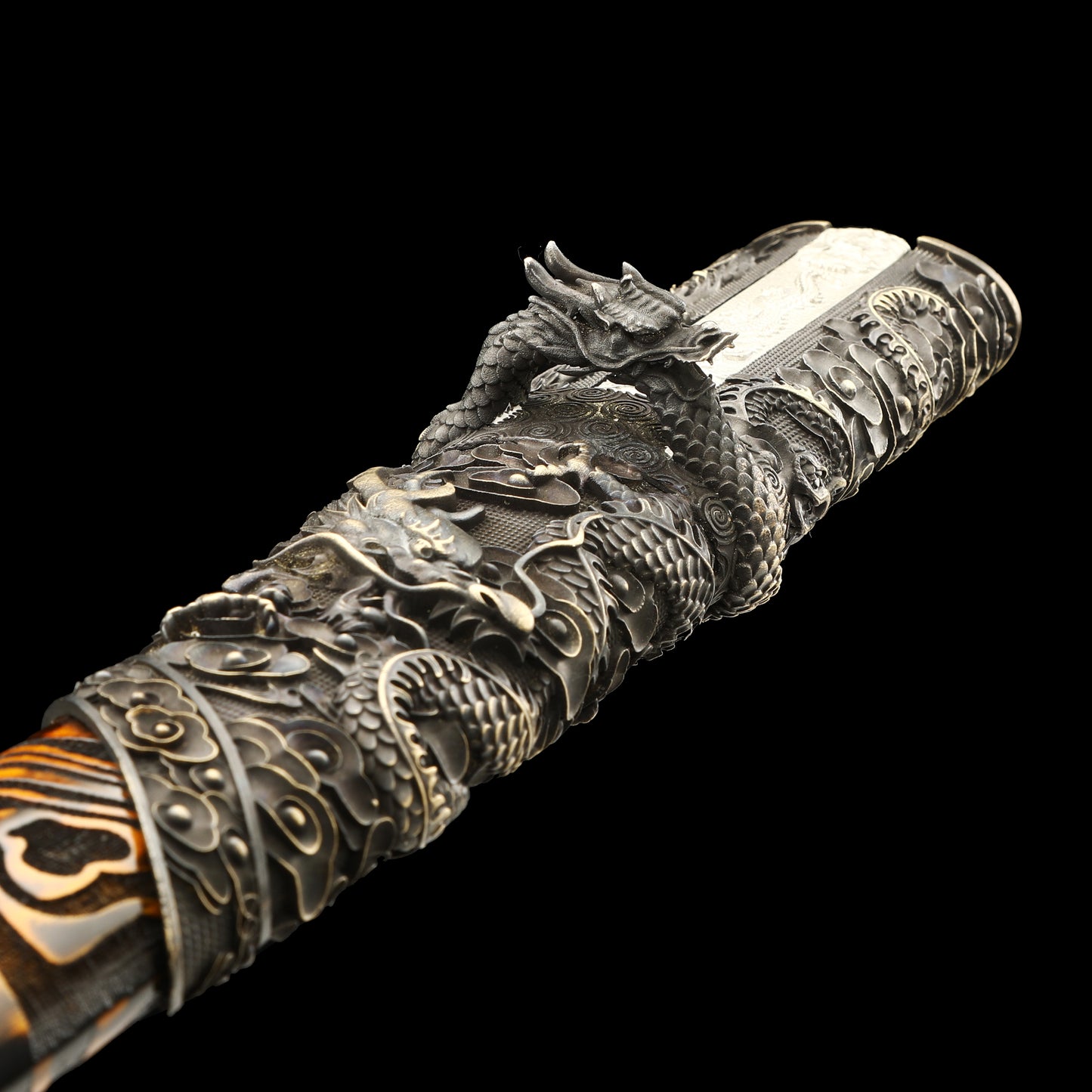 T10 steel fittings made entirely of copper Solid wood scabbard hand carved dragon sword Tan Japanese style--S2086