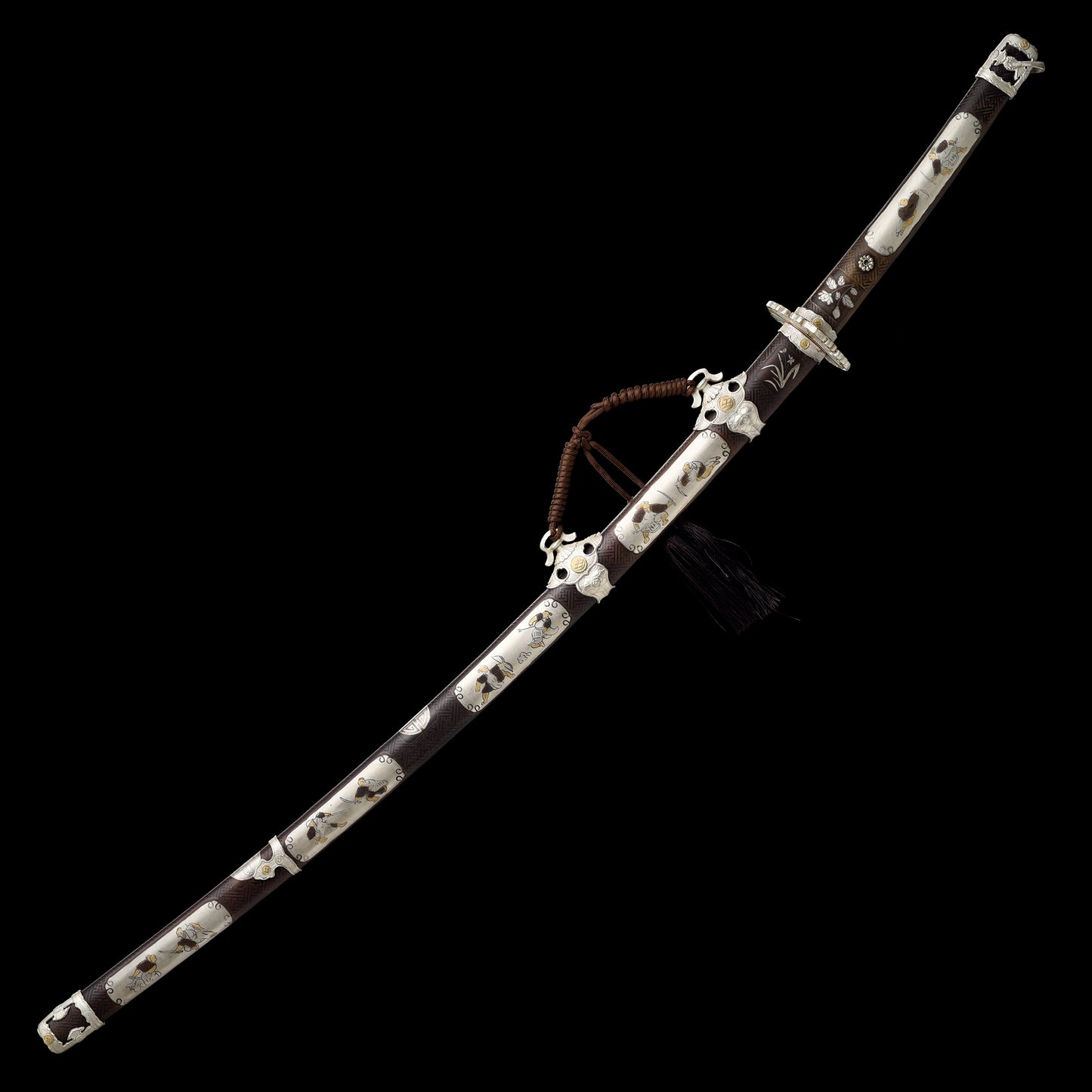 Handmade forged patterned steel twisted pattern all copper scabbard exquisite hand carved knife Tan--S2078