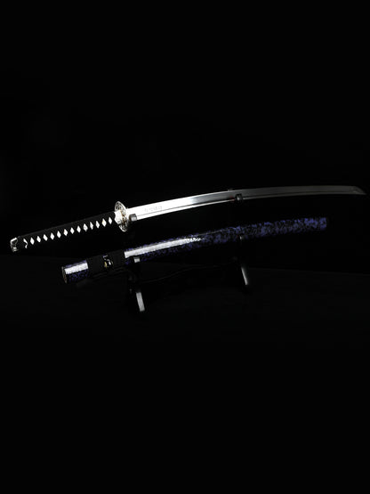 (31)Collection Authentic Japanese samurai sword, Handmade  all Tang 1095 Blue sheath, men's exquisite gift series