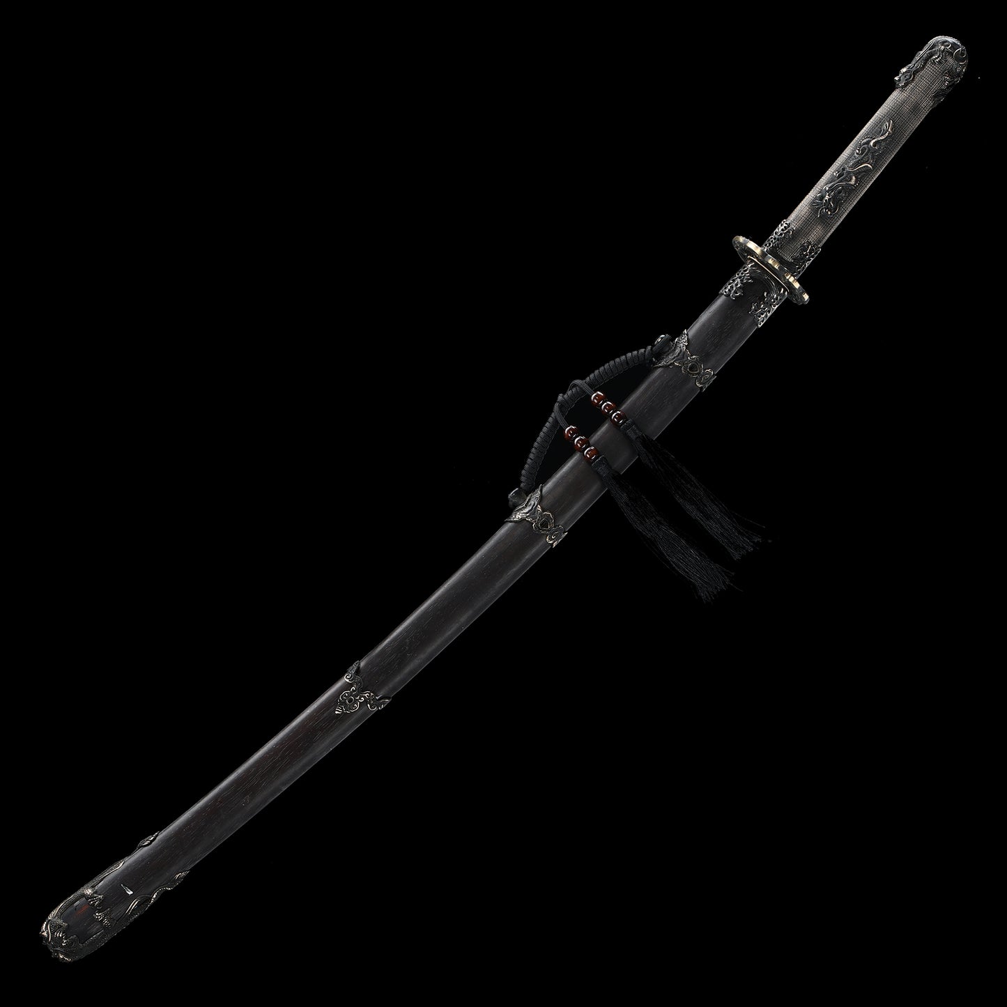 T10 steel handle made entirely of copper Solid wood scabbard dragon sword Tan Japanese style--S2084