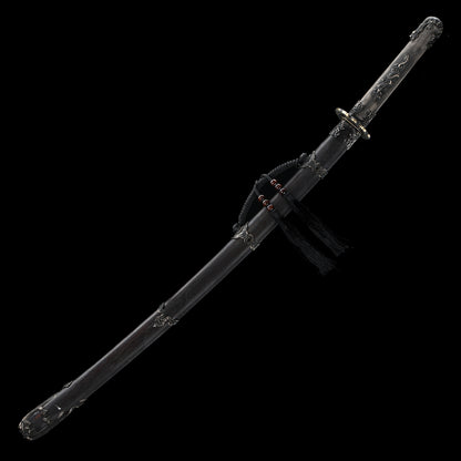 T10 steel handle made entirely of copper Solid wood scabbard dragon sword Tan Japanese style--S2084