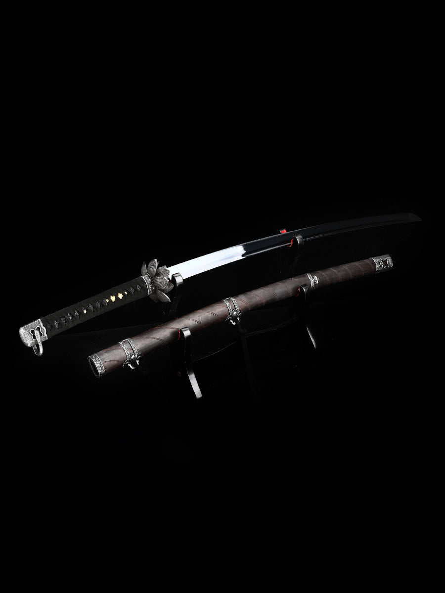 (44)Handmade authentic Japanese samurai sword manganese steel baked black knife men's boutique gift series