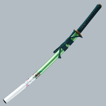 Handmade Japanese Katana Sword Musashi green scabbard