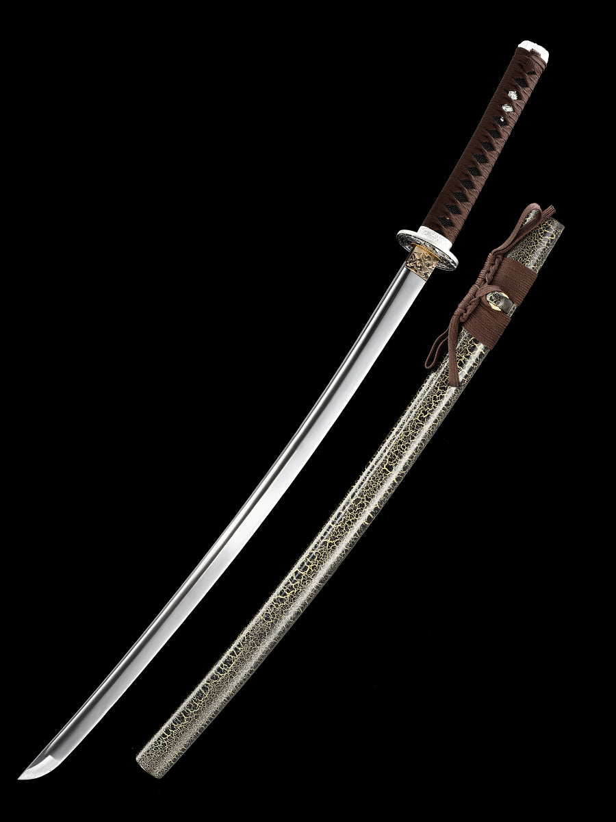 Handmade Japanese Victory Sword, High Manganese Steel Tiger Handheld Knife, Tan Samurai Sword