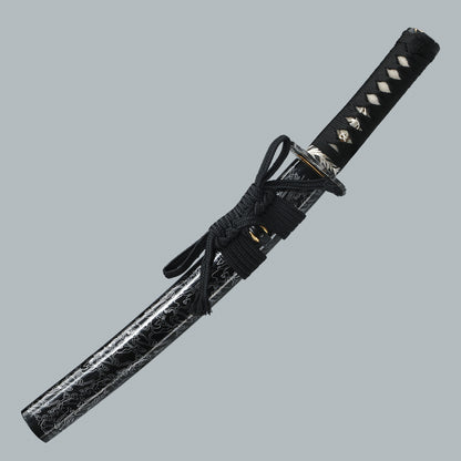 Tanto Sword Handmade Short Katana Clay Tempered Real Hamon Full Tang Samurai Sword Razor Sharp