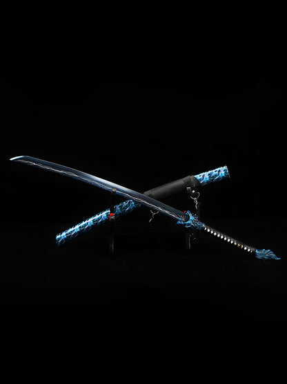 (143)(143) Long knife made of 1095 steel blue