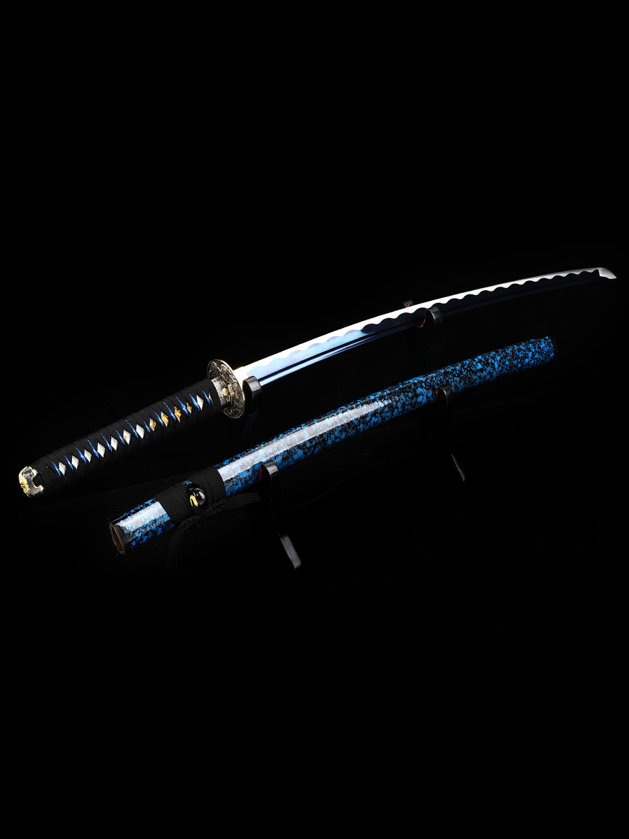（71）forging Real 1060 High carbon steel sharp Full Tang katana | Practical authentic Japanese katana Blue scabbard