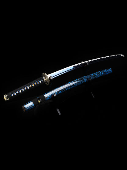 （71）forging Real 1060 High carbon steel sharp Full Tang katana | Practical authentic Japanese katana Blue scabbard