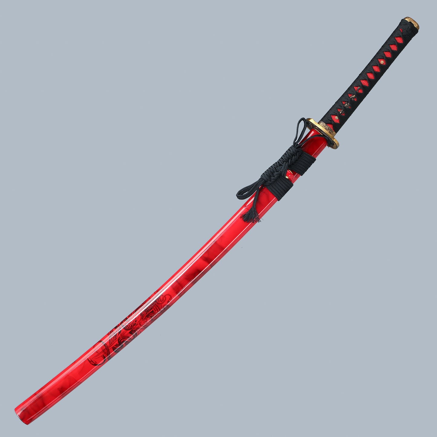 Handmade Japanese Samurai Sword 1095 Carbon Steel With Red Blade And Scabbard