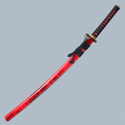 Handmade Japanese Samurai Sword 1095 Carbon Steel With Red Blade And Scabbard