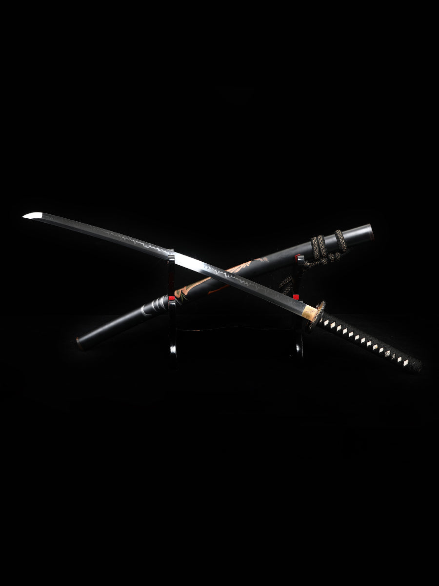Japanese samurai sword T10 steel burning blade, hot tempered, fully hand forged, practical and sharp Japanese samurai real sword