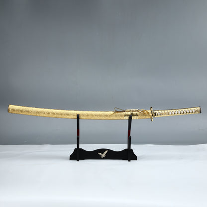 Handmade Japanese Sword With Golden Blade And Scabbard