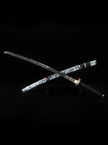 (36)Handmade authentic Japanese Samurai sword 1060 steel baked black