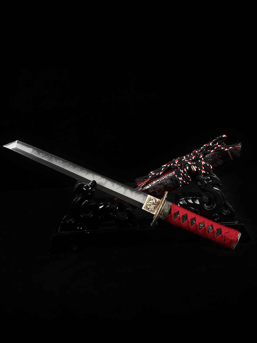 Handmade Short Katana Clay Tempered  Full Tang Samurai Sword Razor Sharp Sword