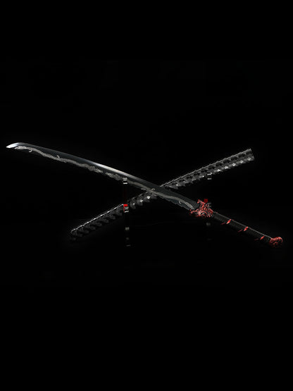 (138) Long knife made of 1095 steel in black
