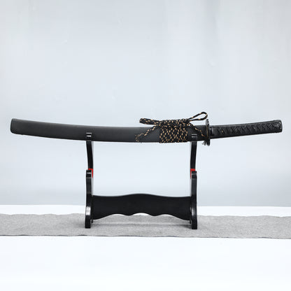 (91)Japanese Samurai Sword Katana Black High Carbon Steel Blade with True Full Tang