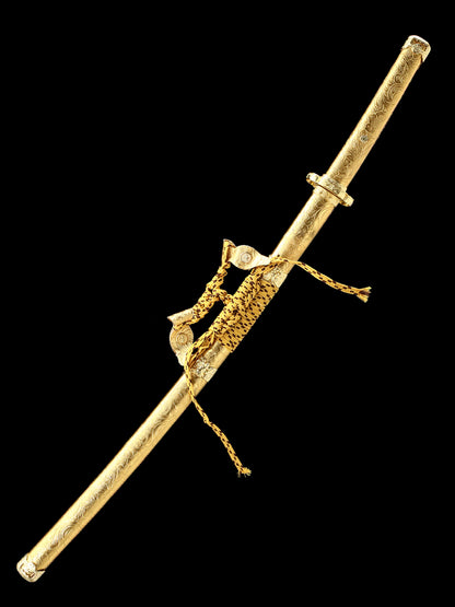 (200)Handmade Samurai Sword 1095 Steel Tailsword Yellow Handle and Yellow Sheath
