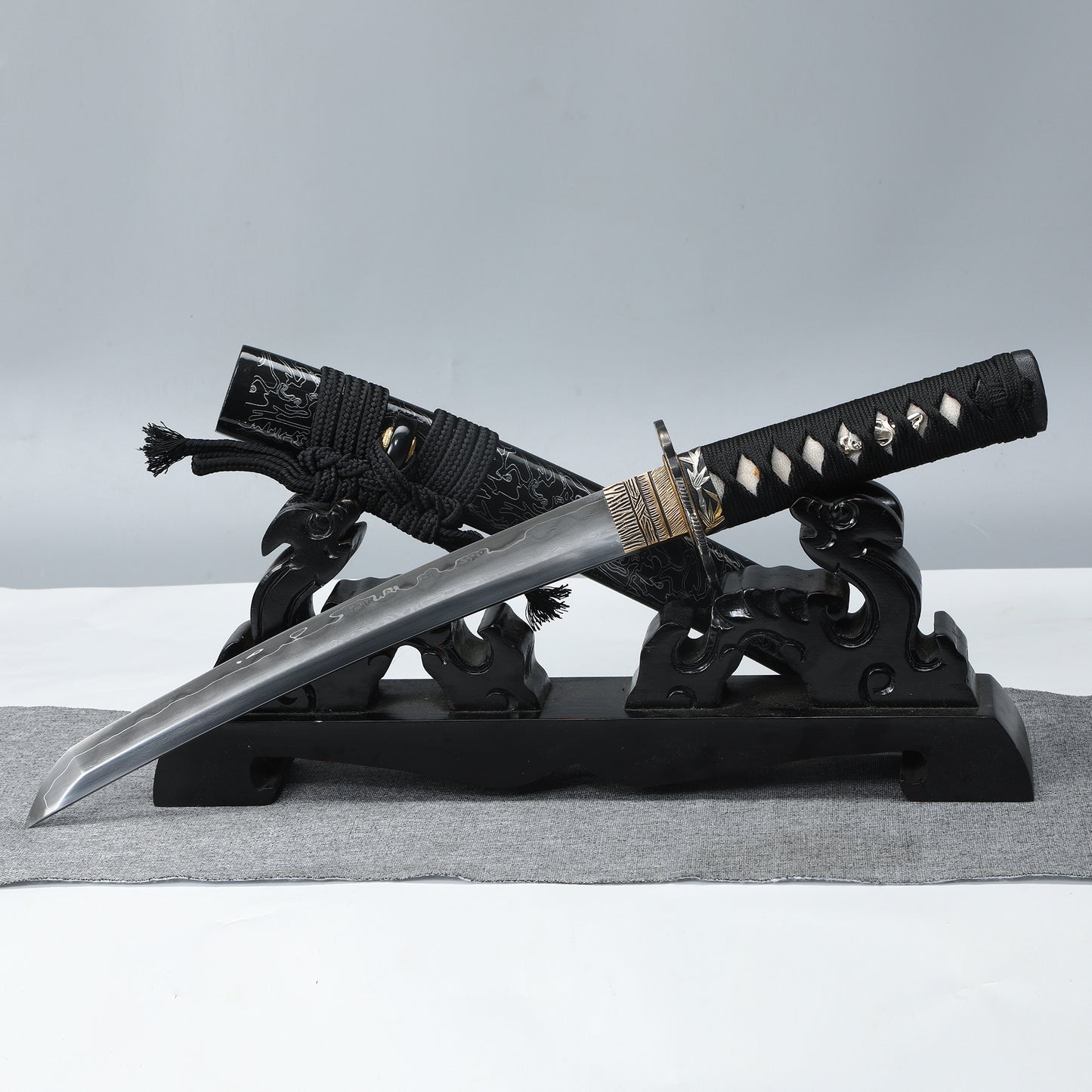 Tanto Sword Handmade Short Katana Clay Tempered Real Hamon Full Tang Samurai Sword Razor Sharp