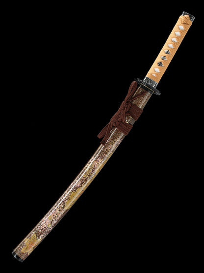 Yellow samurai sword, made of steel from Yama