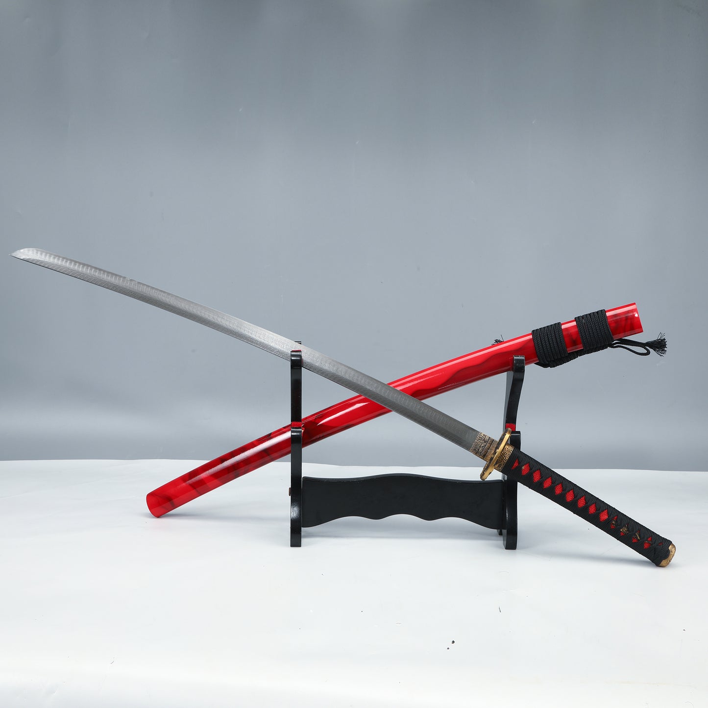 Handmade Japanese Samurai Sword 1095 Carbon Steel With Red Blade And Scabbard