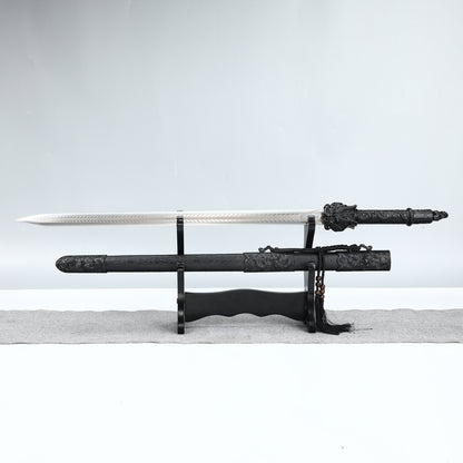 Handmade Chinese Black Dragon Theme Full Tang Han Dynasty Real Chinese Swords