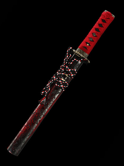 Handmade Short Katana Clay Tempered  Full Tang Samurai Sword Razor Sharp Sword