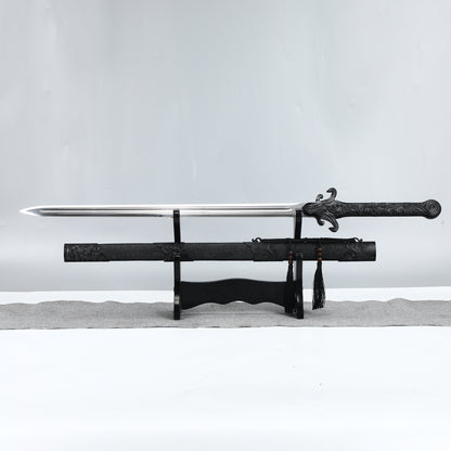 Black Sword, a handmade Han Dynasty sword made of 1095 steel in China, used for collection and gift giving
