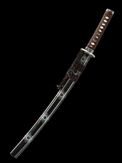 Katana Japanese samurai pattern black gold T10 steel forged