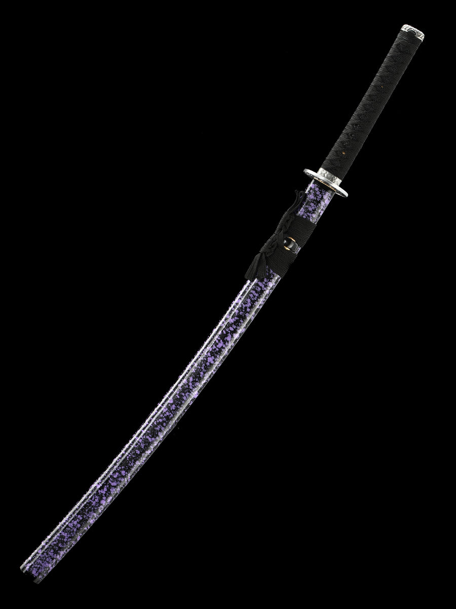 (31)Handmade authentic Japanese Samurai sword 1060 steel baked black