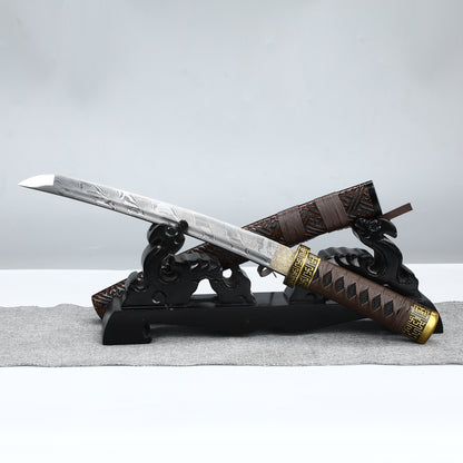 Decoration Collection Japanese 20Inch  Tantou T10 Steel Katana Samurai Sword Sharp Full Tang  Hand carved scabbard Theme