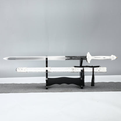 Handcrafted Han Dynasty sword made of 1095 steel with a white sheath for collection and gift giving