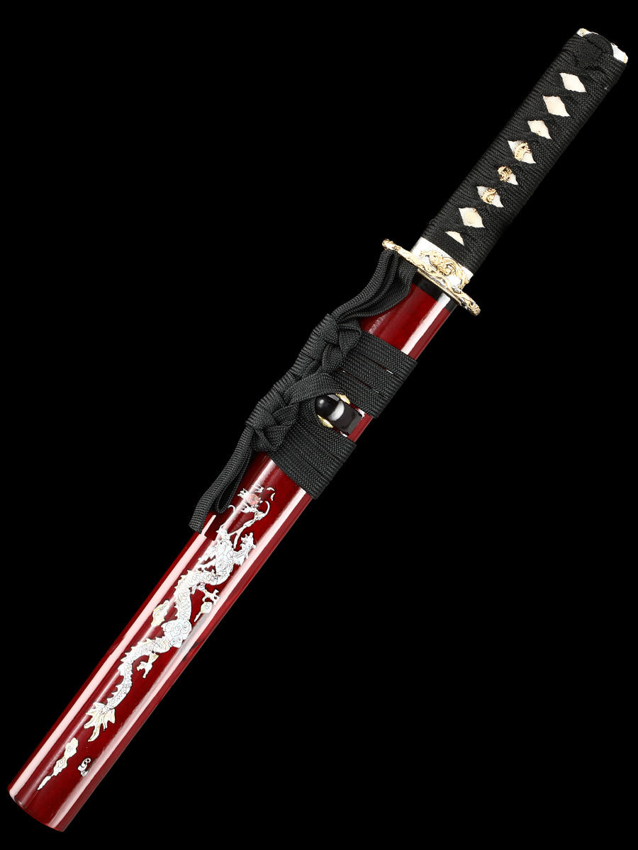 Tanto Sword Handmade Short Katana Clay Tempered Real Hamon Full Tang Samurai Sword Razor Sharp