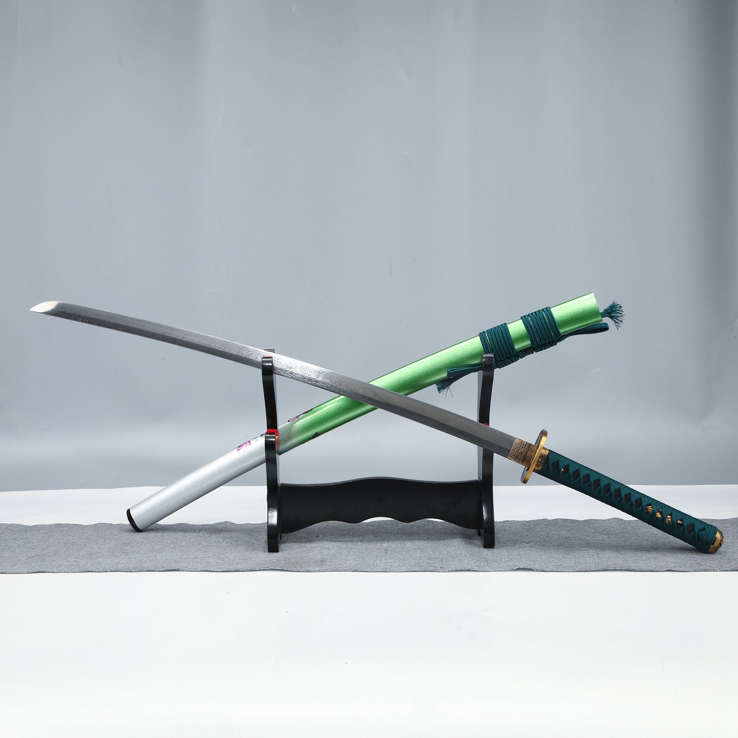 Handmade Japanese Katana Sword Musashi green scabbard