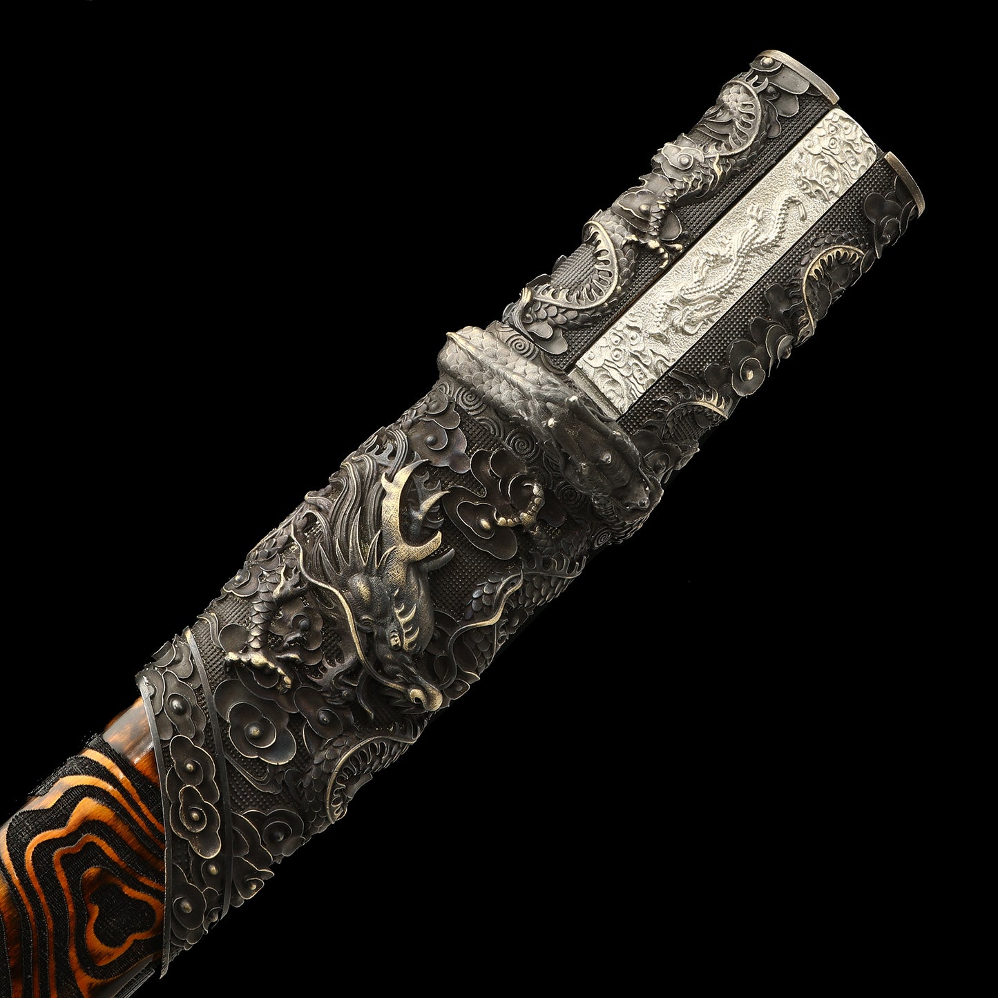 T10 steel fittings made entirely of copper Solid wood scabbard hand carved dragon sword Tan Japanese style--S2086
