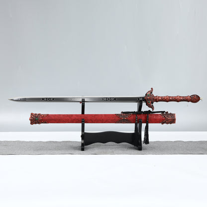 Handmade Chinese Double edged Sword 1095 Steel Red Sheath in Han Dynasty