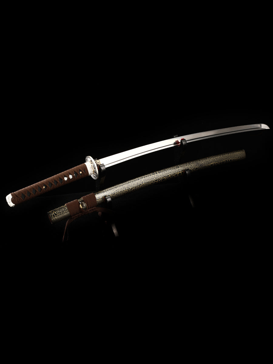 Handmade Japanese Victory Sword, High Manganese Steel Tiger Handheld Knife, Tan Samurai Sword
