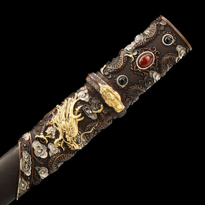 Handmade Japanese knife clip steel T10 ebony--S2087