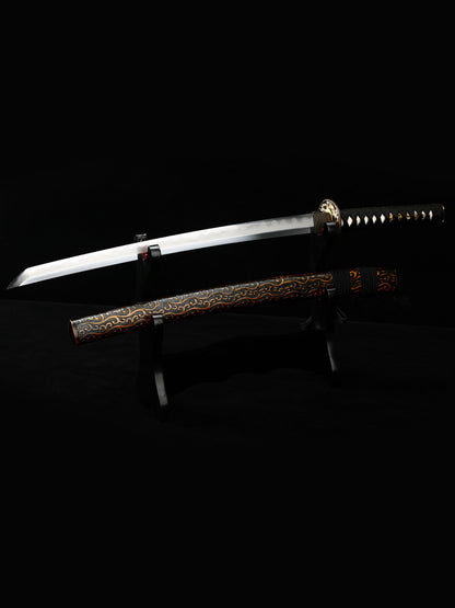 Japanese 20Inch  Tantou 1095 steelKatana Samurai Sword Sharp Full Tang  Hand carved scabbard Theme