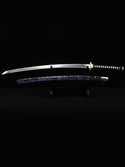 (31)Collection Authentic Japanese samurai sword, Handmade  all Tang 1095 Blue sheath, men's exquisite gift series