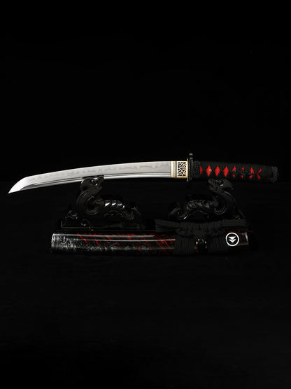 real Japanese Sword Handmade Short Katana forged fromT10 carbon steel Clay Tempered Full Tang Samurai Sword Razor Sharp