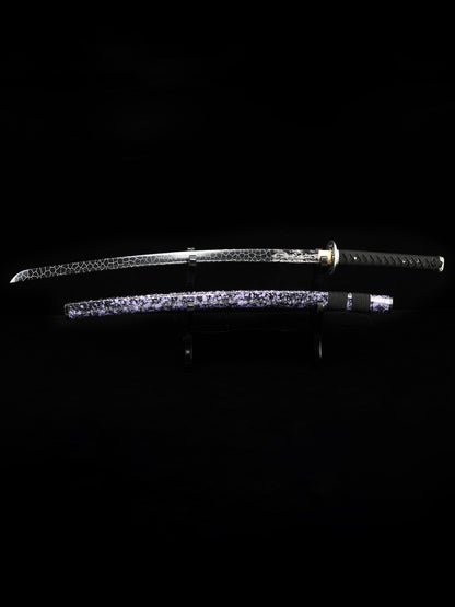 (31)Handmade authentic Japanese Samurai sword 1060 steel baked black