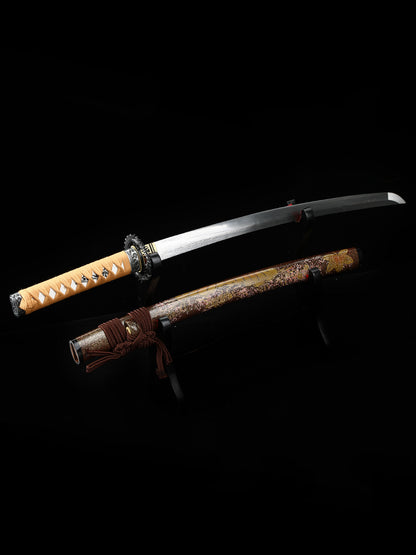 Yellow samurai sword, made of steel from Yama