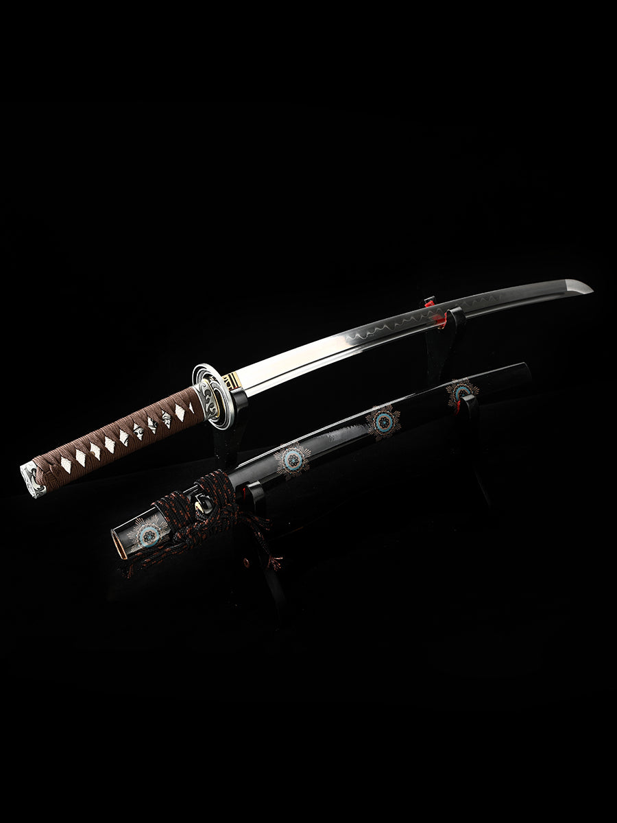 Katana Japanese samurai pattern black gold T10 steel forged