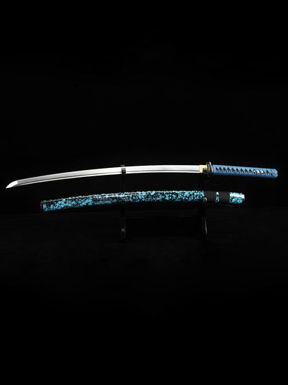 Handmade Japanese Katana Sword Musashi Blue scabbard