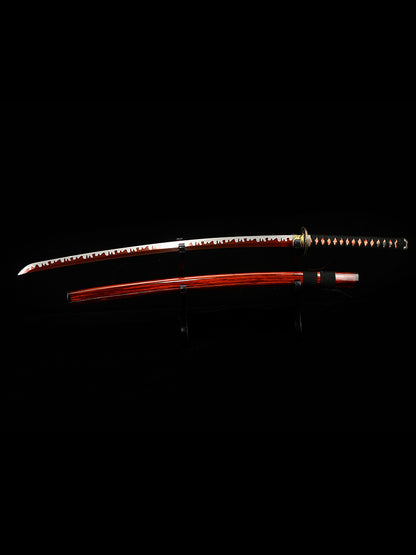 Home Decoration Samurai Sword Dark Red Sheath T10 Blade Handmade