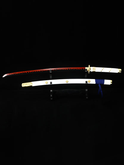 Role playing samurai sword real sword 1060 steel blade red white sheath