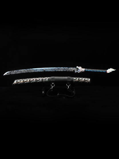 Hand forged long knife, machete, 1095 steel, handmade, collectible decorative knife