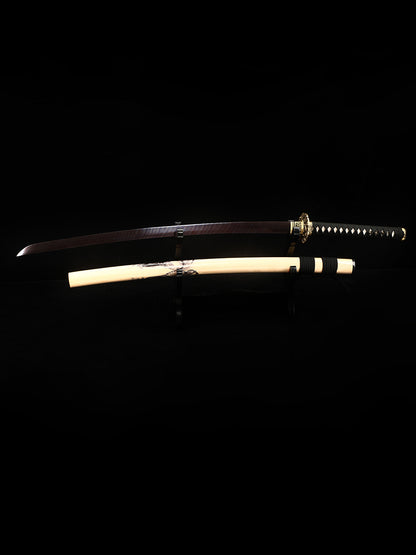 Aut Japanese knife made of Damascus steel with twisted patterns, hand forged and sharpened(79)