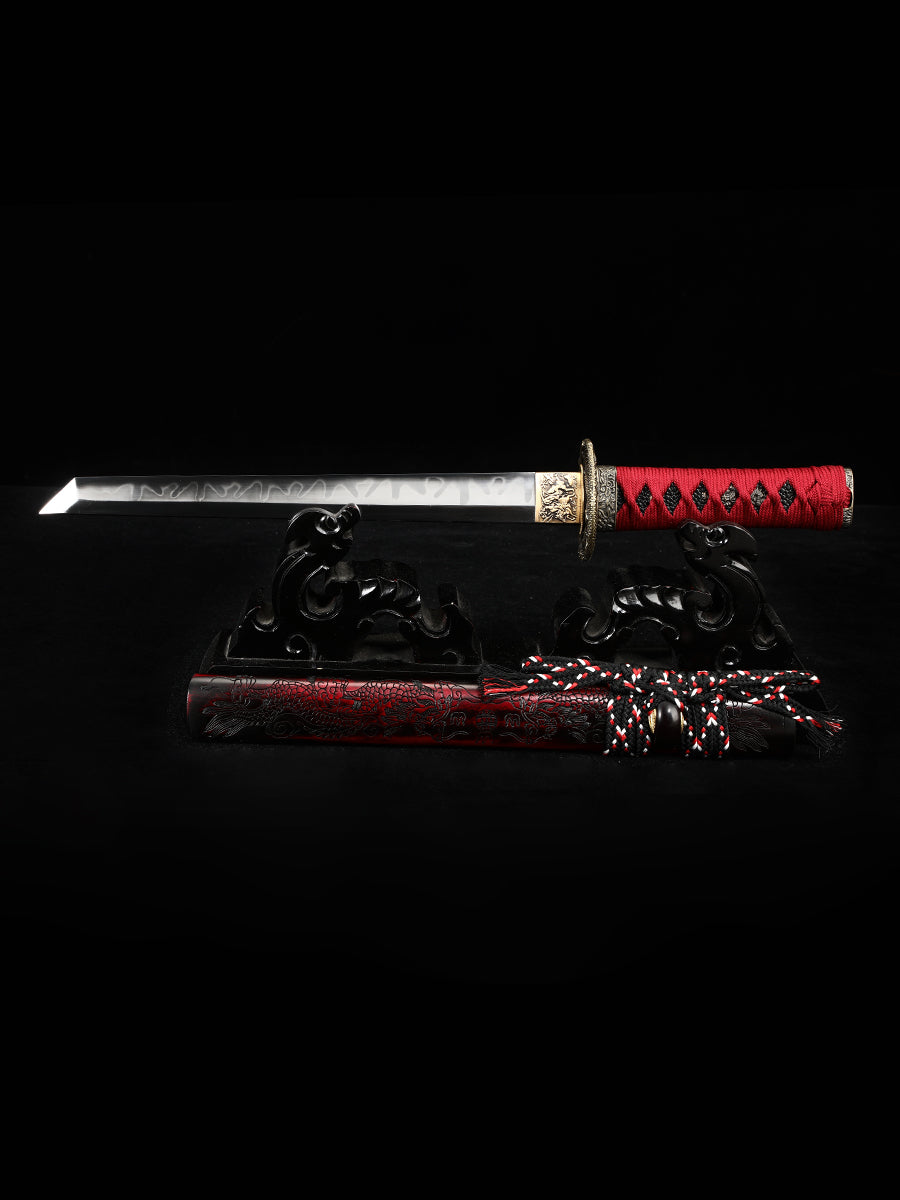 Handmade Short Katana Clay Tempered  Full Tang Samurai Sword Razor Sharp Sword