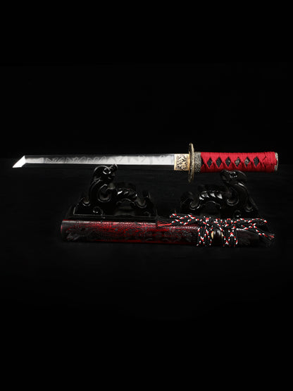 Handmade Short Katana Clay Tempered  Full Tang Samurai Sword Razor Sharp Sword